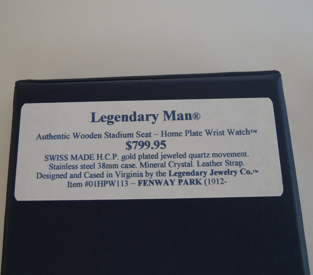 Legendary Man® Fenway Park Stadium Seat Home Plate Wrist Watch