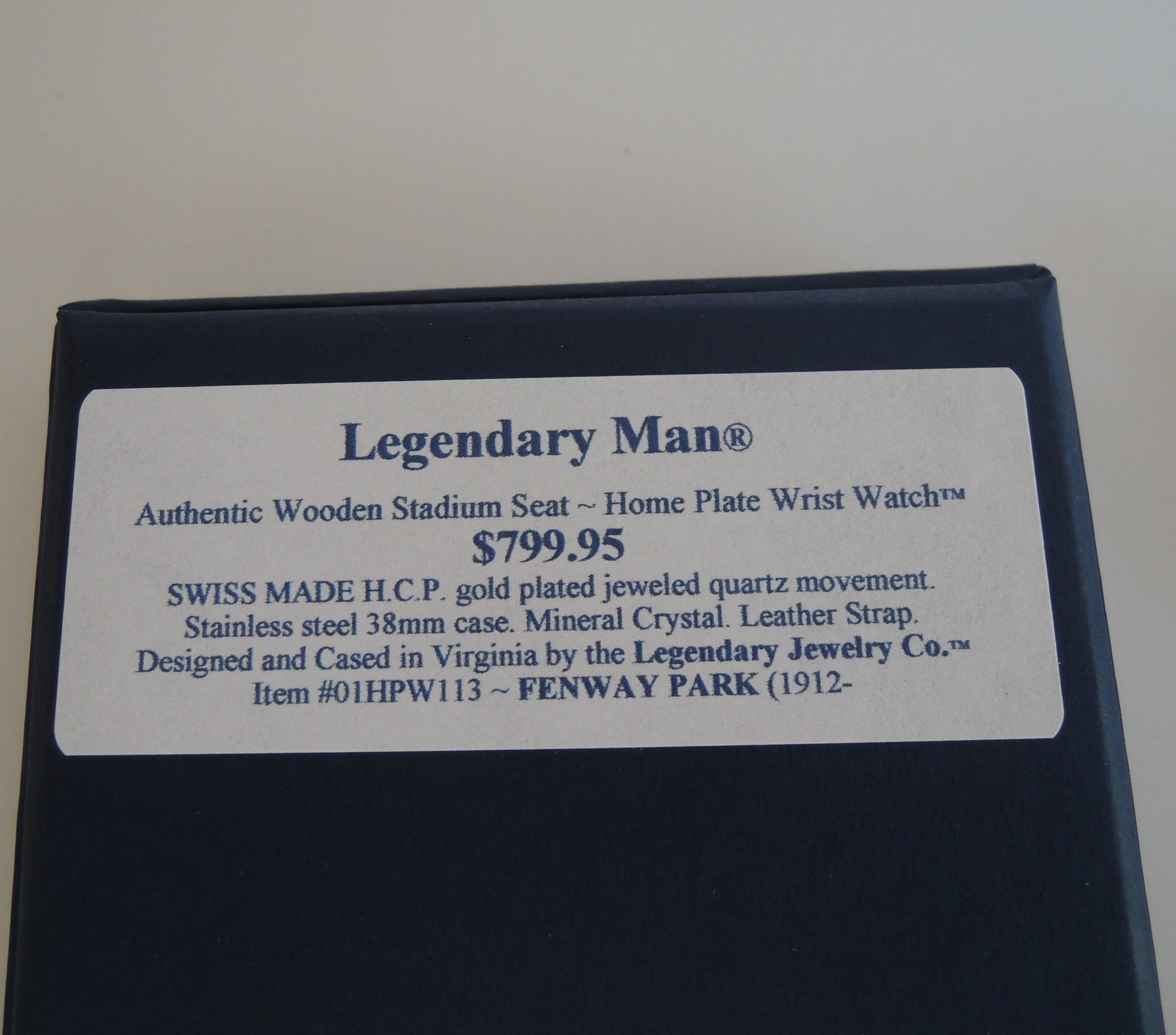 Legendary Man® Fenway Park Stadium Seat Home Plate Wrist Watch