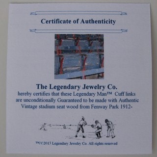 Fenway Park Stadium Seat Cufflinks Boston Red Sox Men's Baseball Gift Designed and Built in the USA