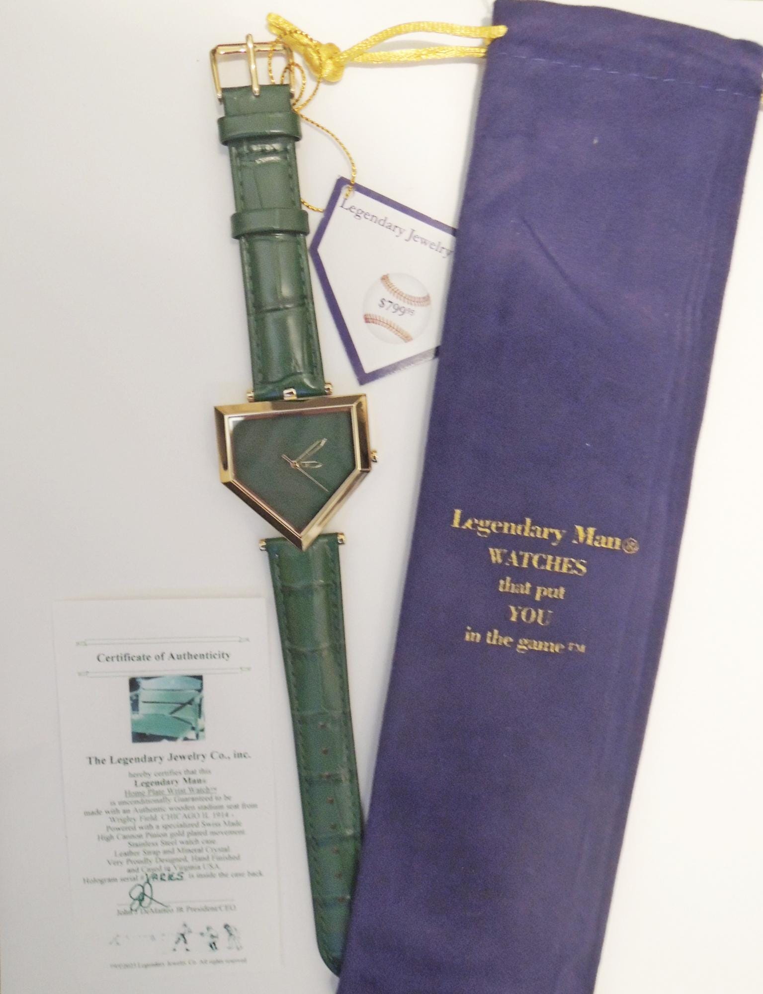 Wrigley Field Home Plate Watch: Swiss Movement Mens Christmas Gift USA Designed/Built