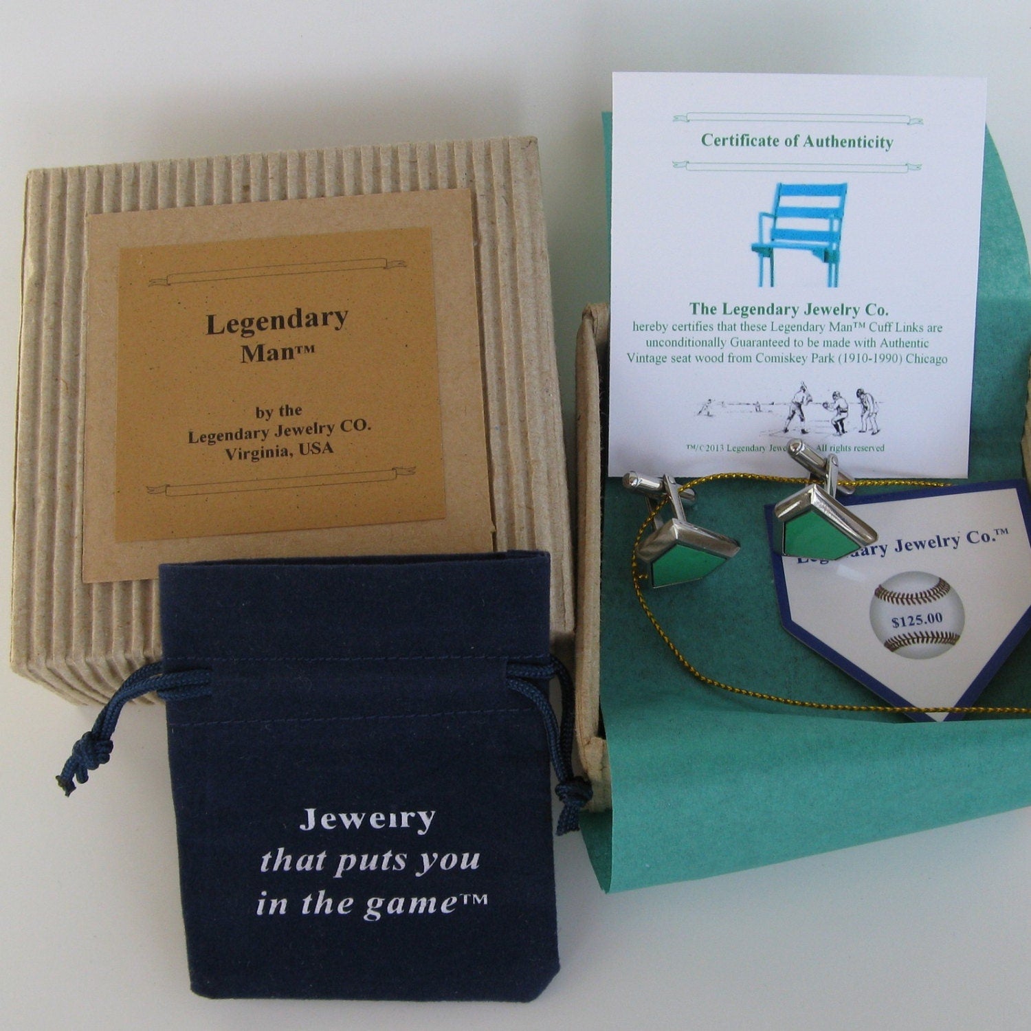 Comiskey Park Stadium Seat Cufflinks: Chicago White Sox Baseball Gift