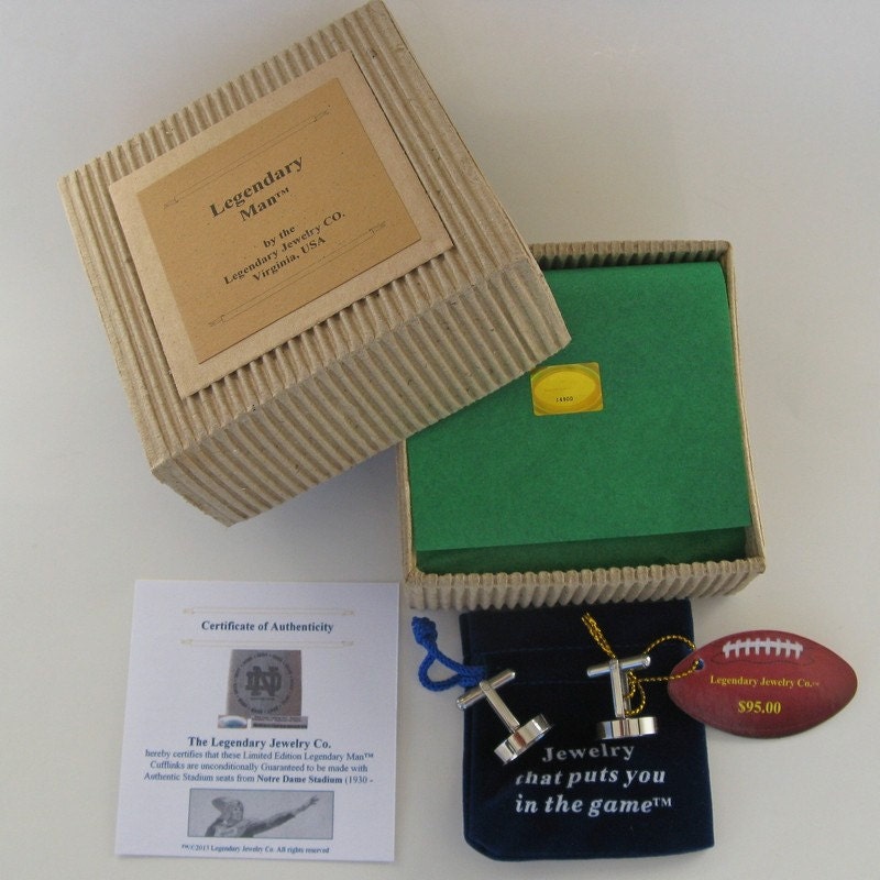 Notre Dame Stadium Bleacher Wood Cufflinks - Fighting Irish Gift