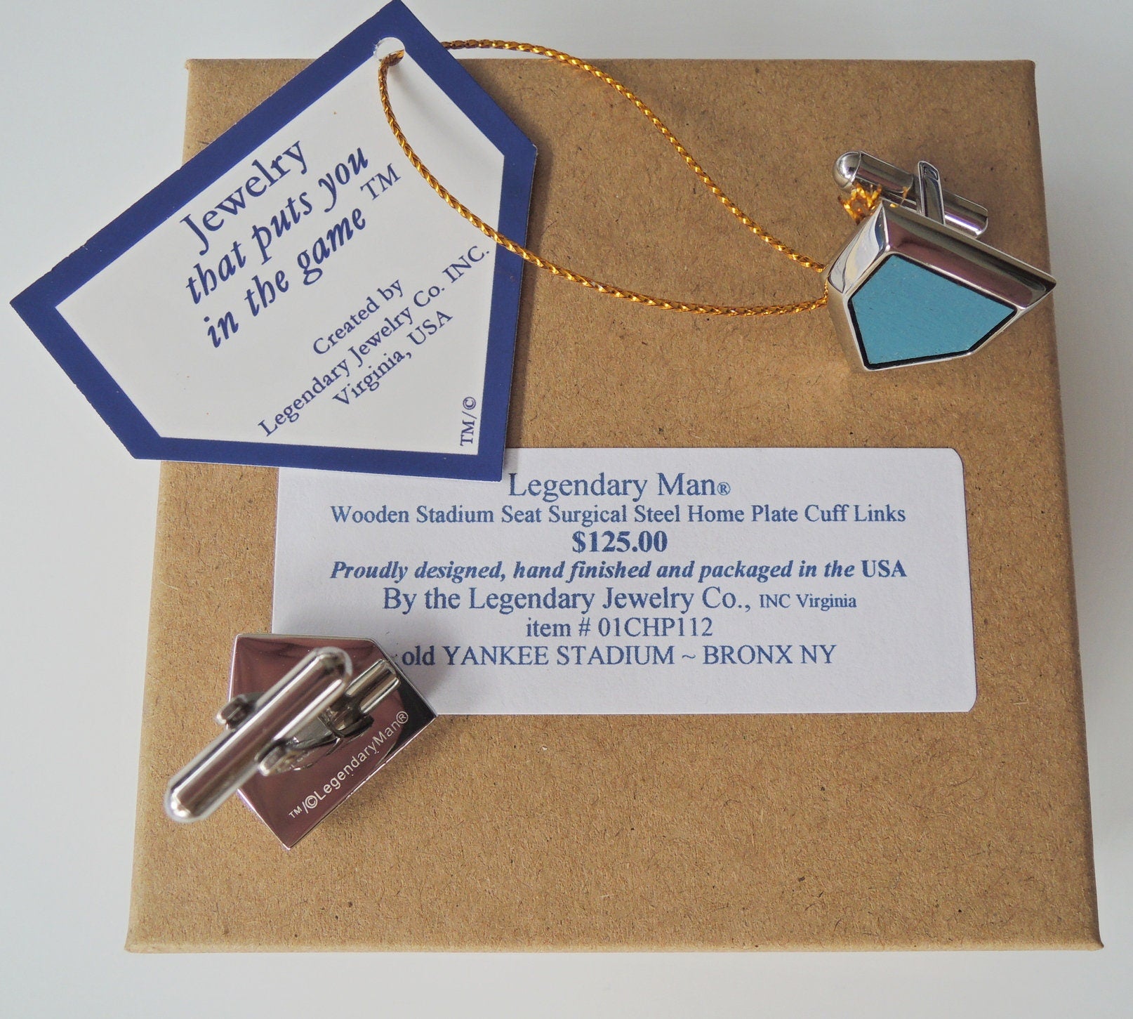 Cufflinks Old Yankee Stadium seat home plate Christmas gift for Men Baseball presents for him from Legendary Man® Proudly built in Virginia