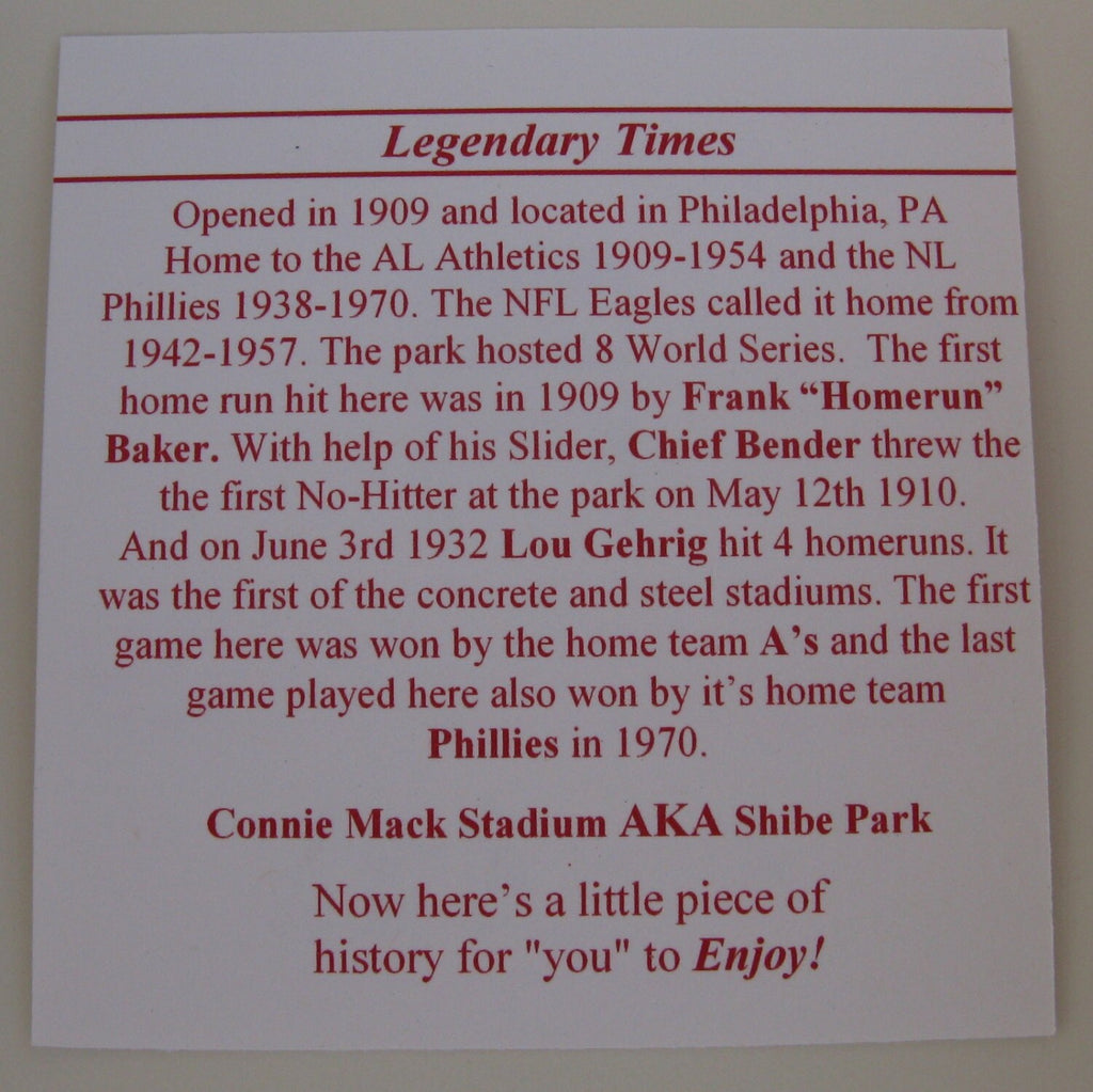 Phillies Connie Mack Stadium Cufflinks: Home Plate Baseball Gift