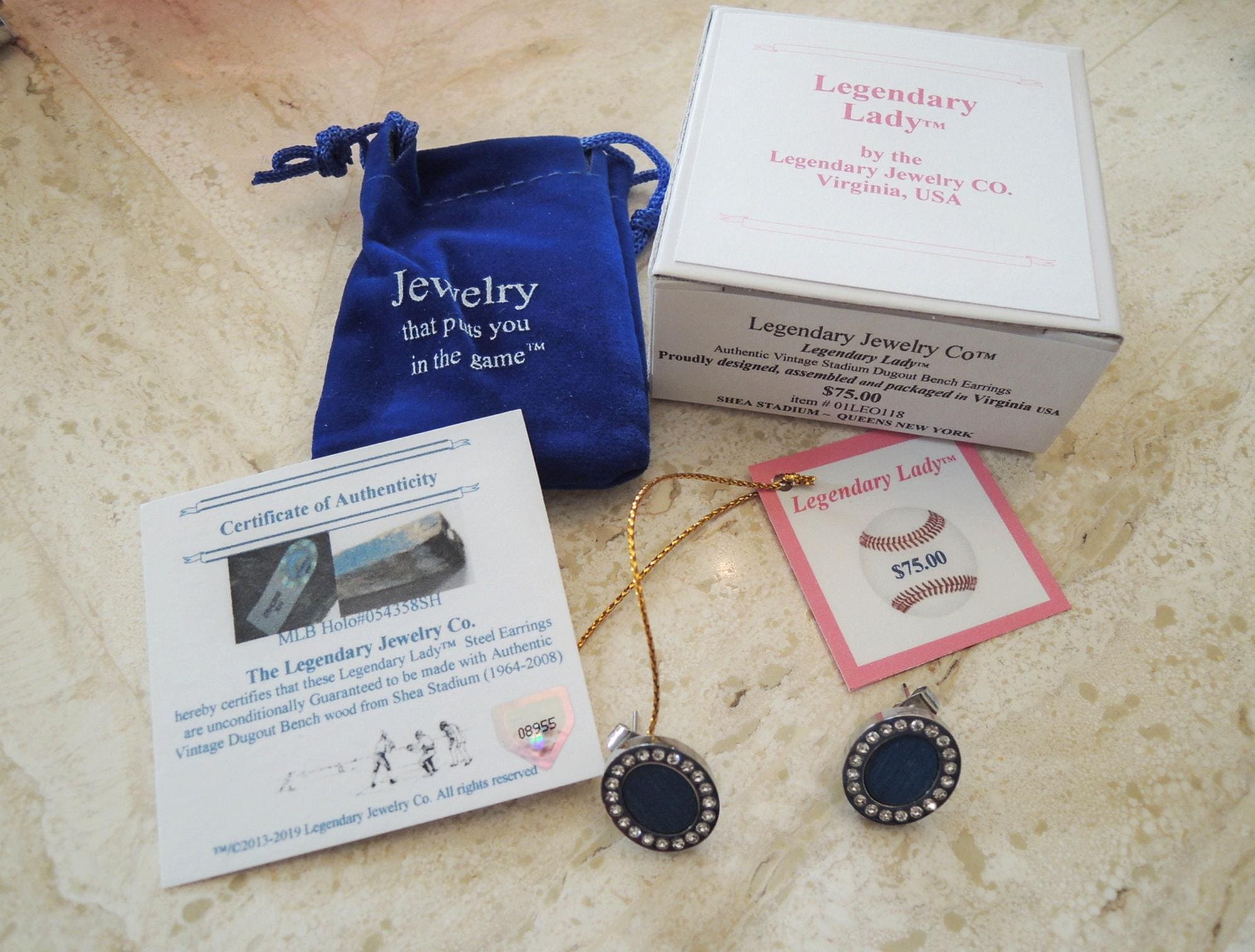 Shea Stadium Earrings: Mets Dugout Wood, Surgical Steel Christmas Gift