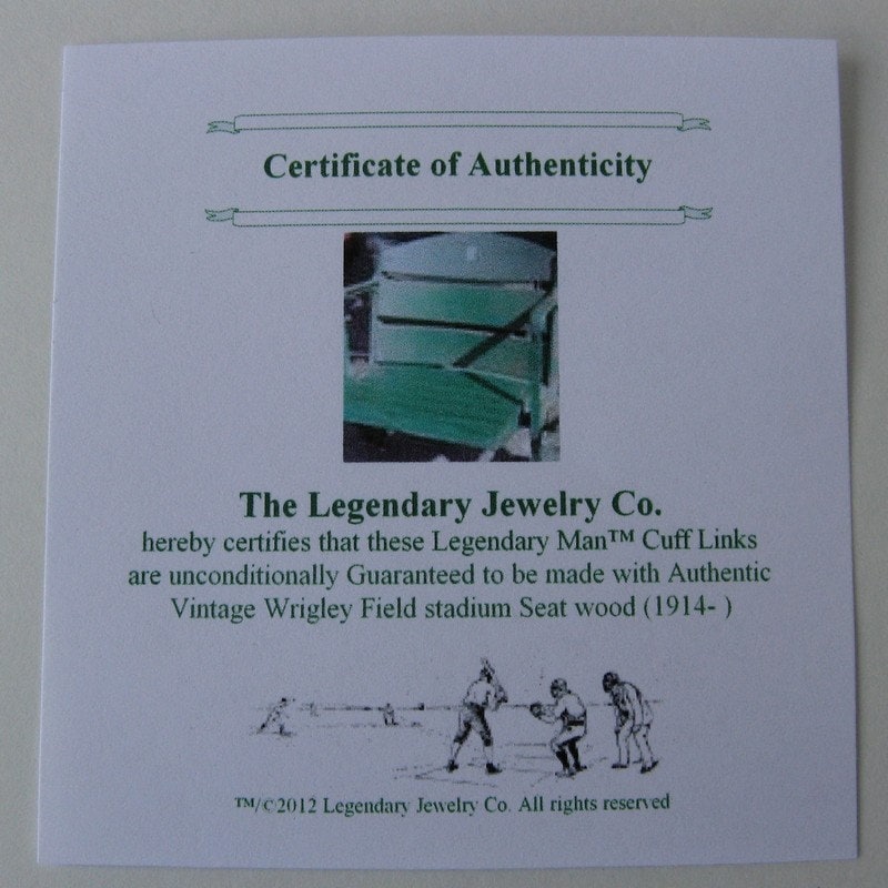 Wrigley Field Cuff Links Stadium Seat Wood MENS GIFT Designed and built in the USA