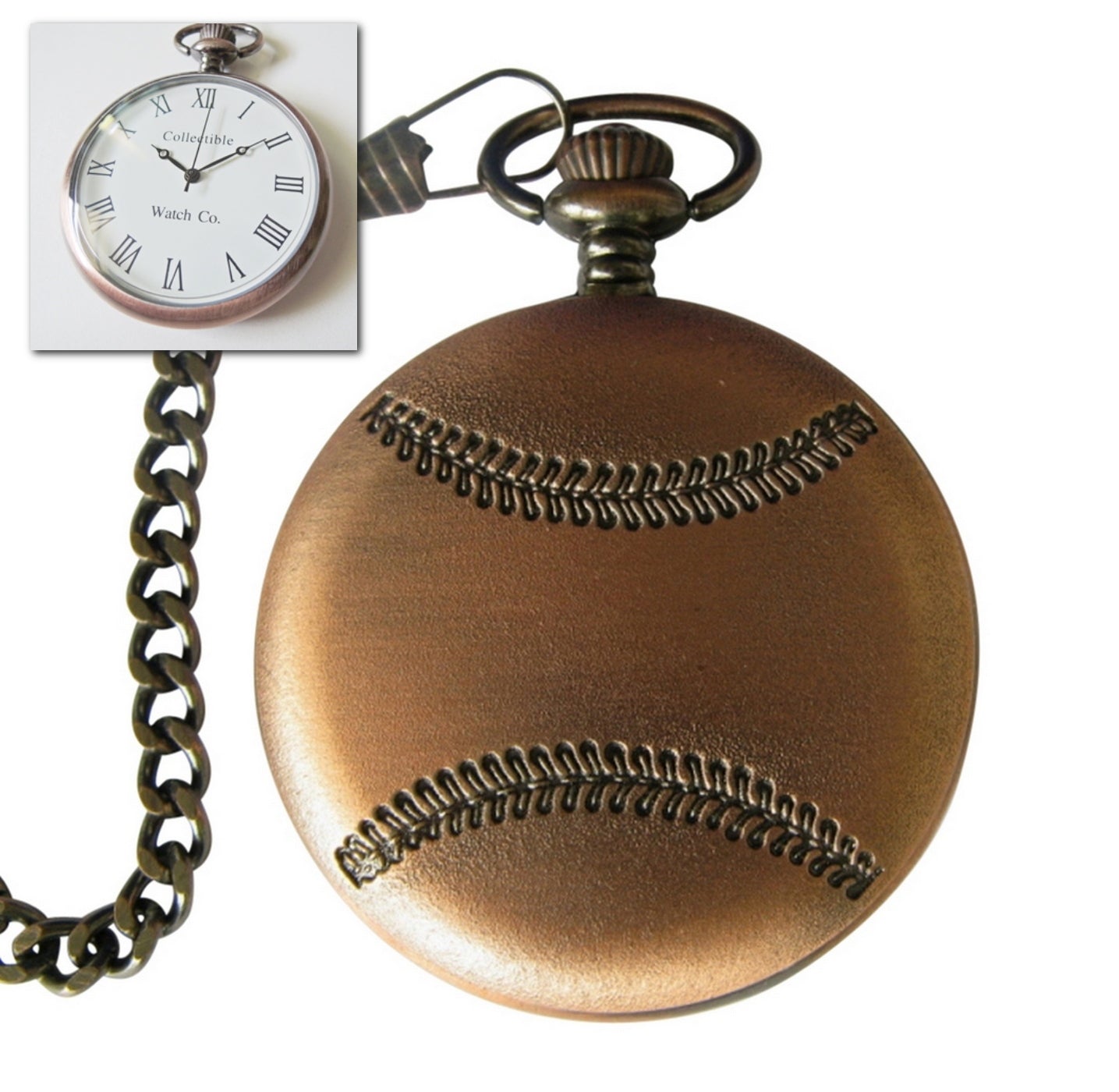 Baseball Pocket Watch Seiko Japan made movement. Men's Gift, USA design in Virginia!
