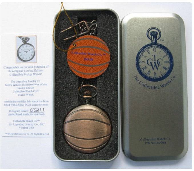 Basketball Pocket Watch Features Seiko Quartz Movement Limited Edition USA