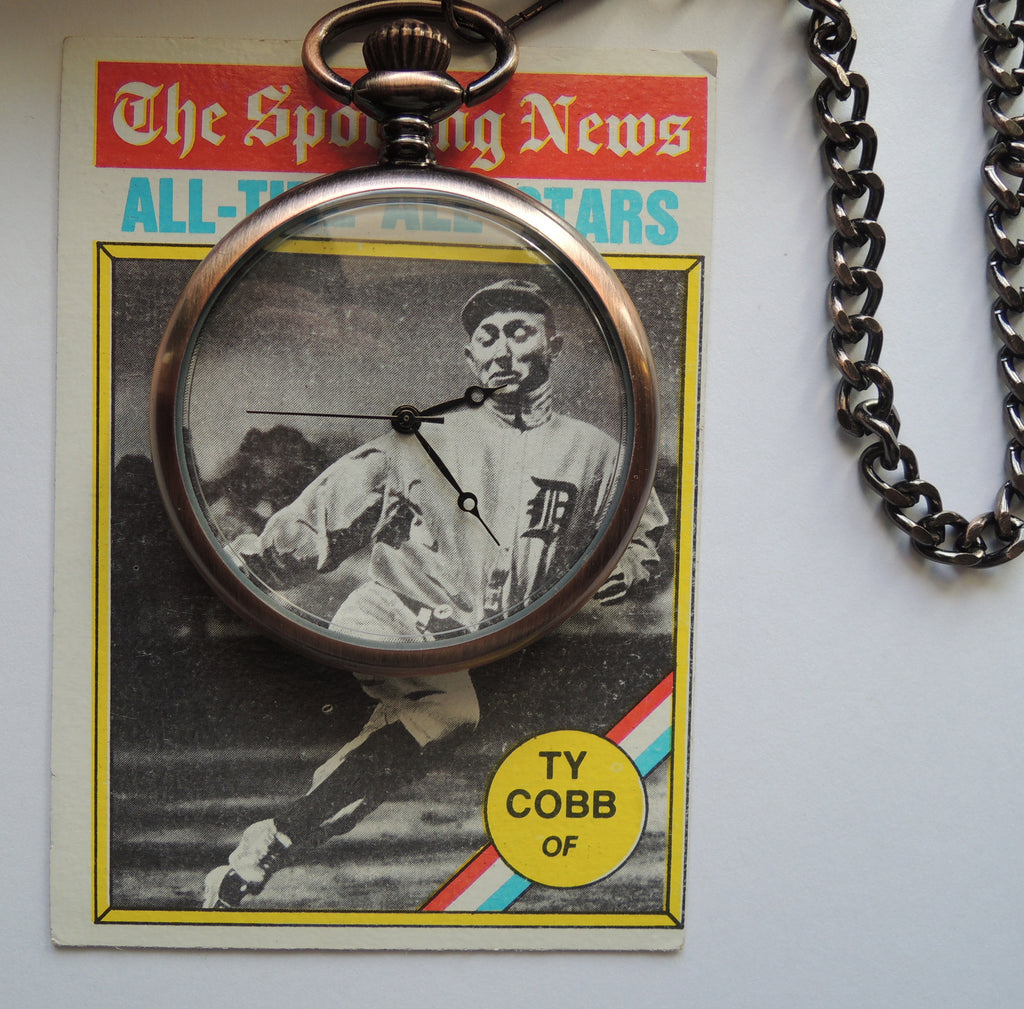 Ty Cobb Baseball pocket watch by Legendary Man, 1973 Topps #346 card dial 3 of 3