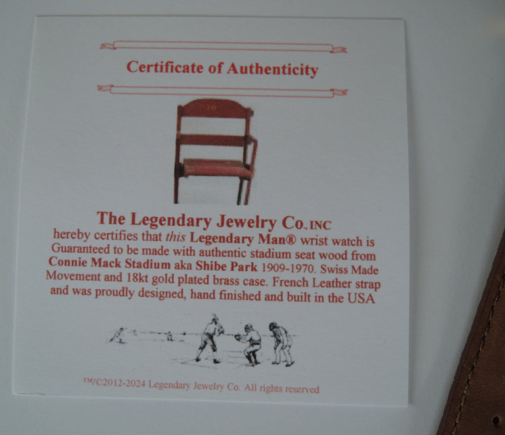 Phillies CONNIE MACK Stadium seat wrist watch. Swiss made Movement and case.