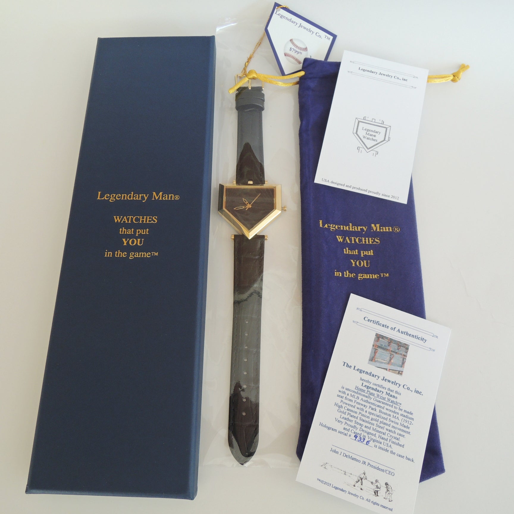 Legendary Man® Fenway Park Stadium Seat Home Plate Wrist Watch