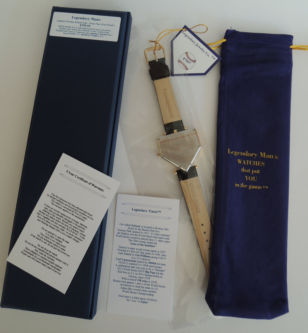 Legendary Man® Fenway Park Stadium Seat Home Plate Wrist Watch