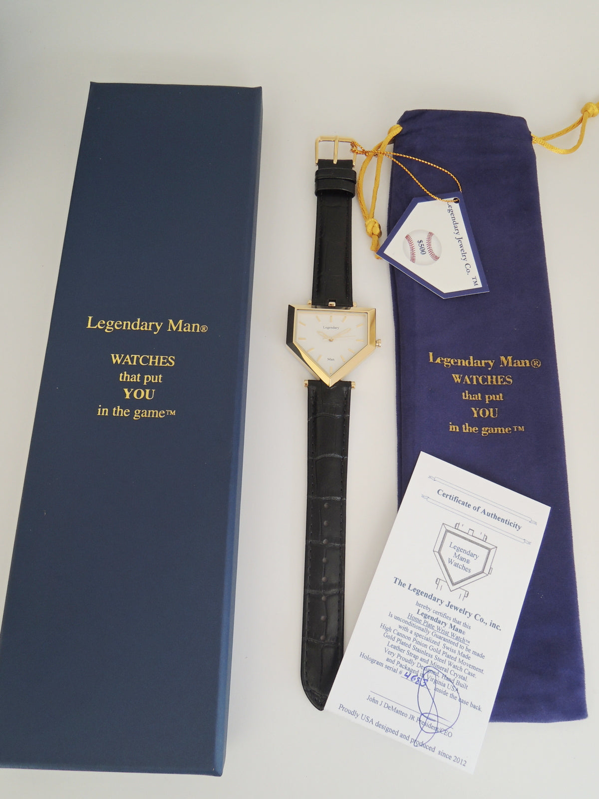 Legendary Man® Home Plate Wrist Watch, Designed and cased in USA Swiss Movement