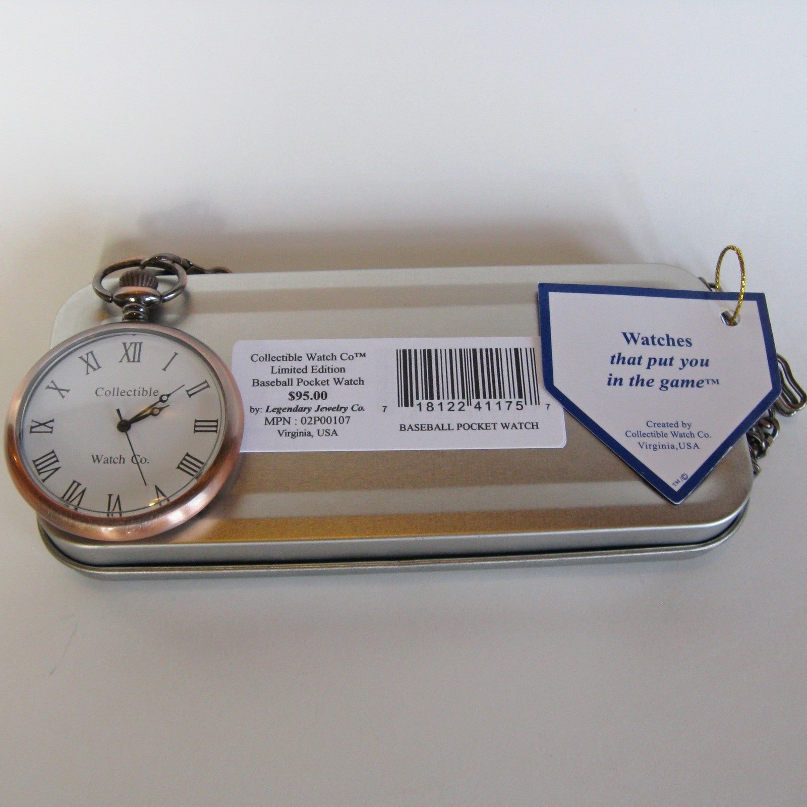 Baseball Pocket Watch Seiko Japan made movement. Men's Gift, USA design in Virginia!