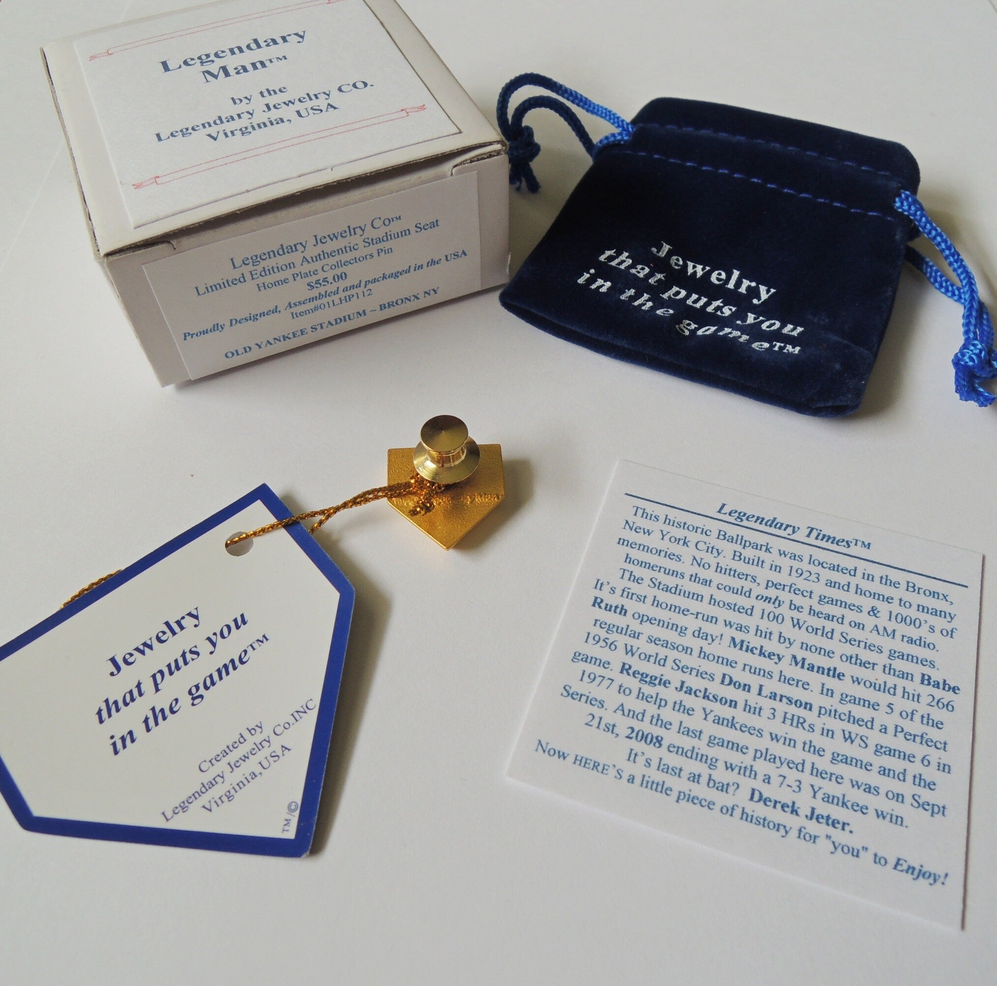 Yankee Stadium Seat Home Plate Lapel Pin Baseball Gift