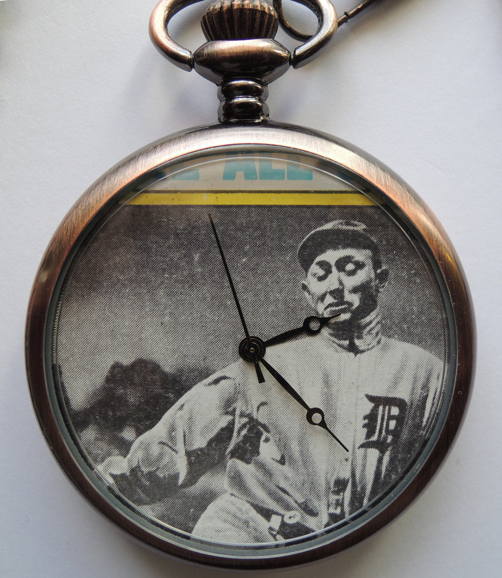 Ty Cobb Baseball pocket watch by Legendary Man, 1973 Topps #346 card dial 3 of 3