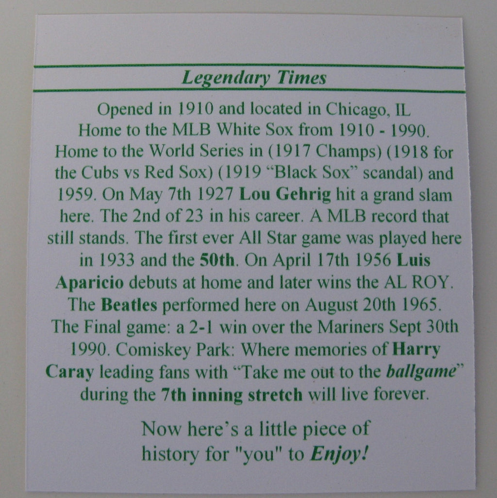 Comiskey Park Stadium Seat Cufflinks: Chicago White Sox Baseball Gift