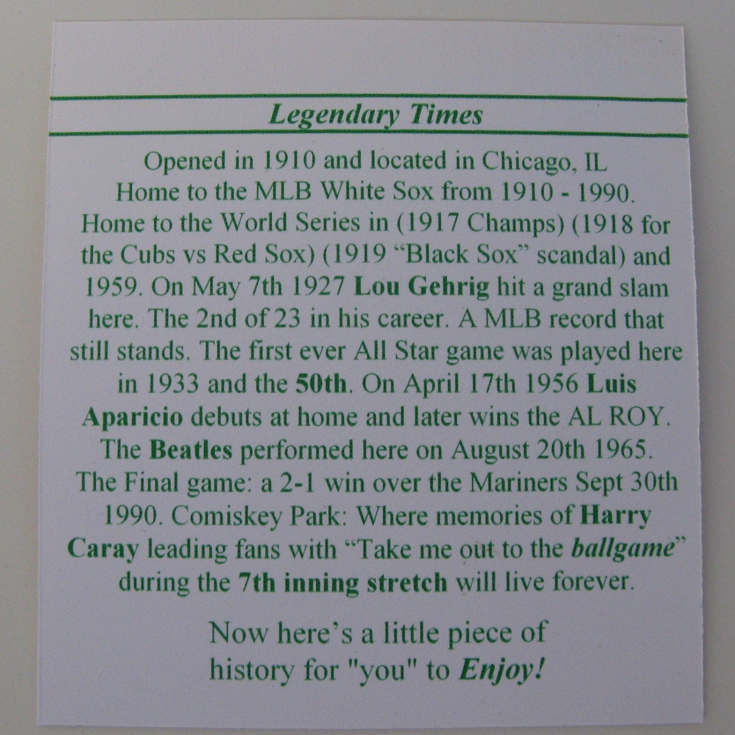 Comiskey Park Stadium Seat Cufflinks: Chicago White Sox Baseball Gift