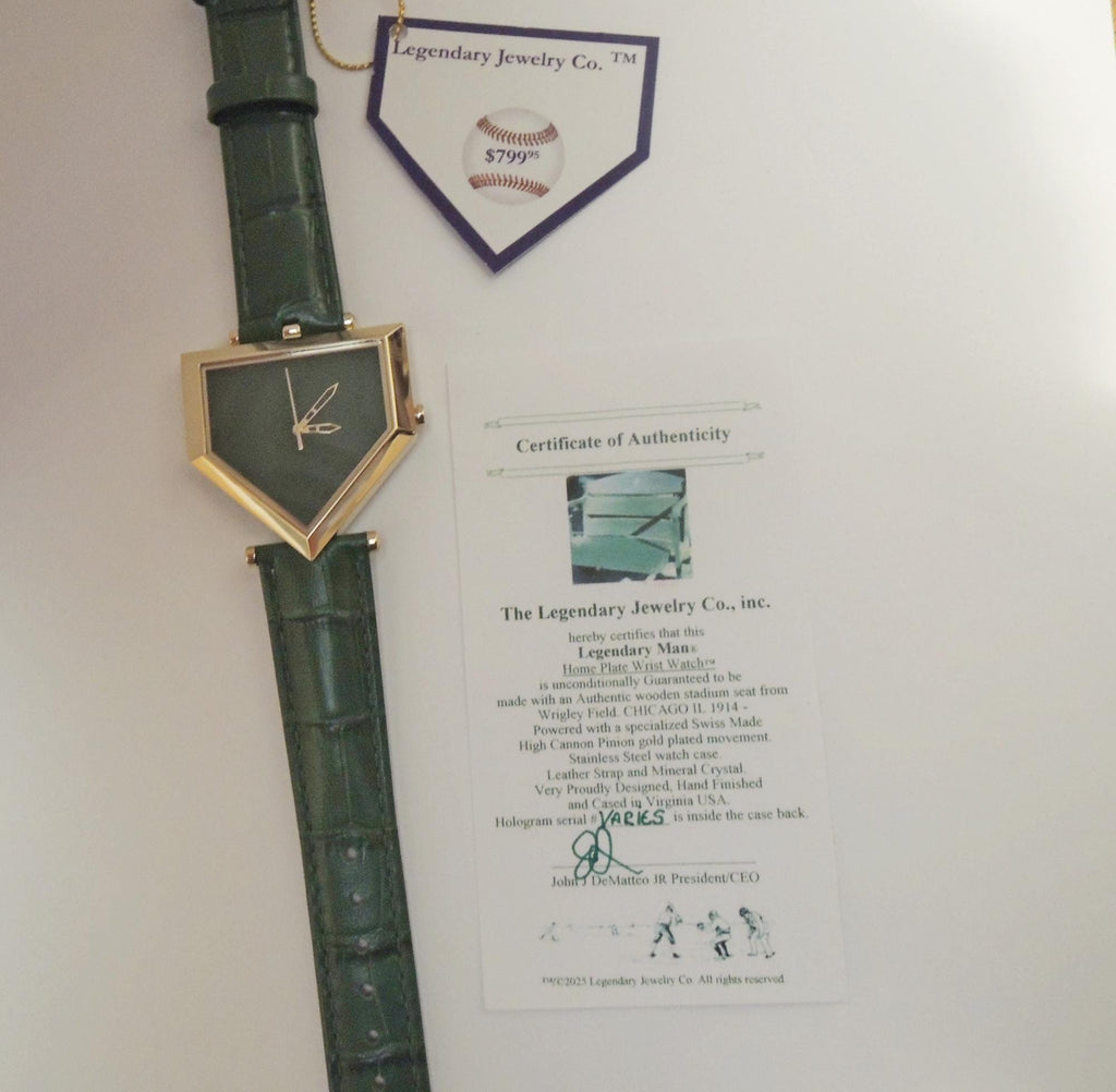 Wrigley Field Home Plate Watch: Swiss Movement Mens Christmas Gift USA Designed/Built