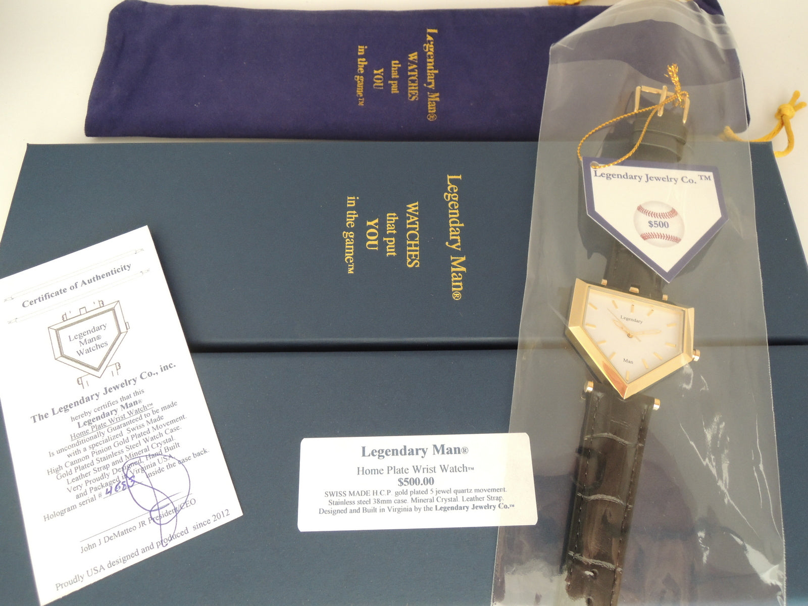 Legendary Man® Home Plate Wrist Watch, Designed and cased in USA Swiss Movement