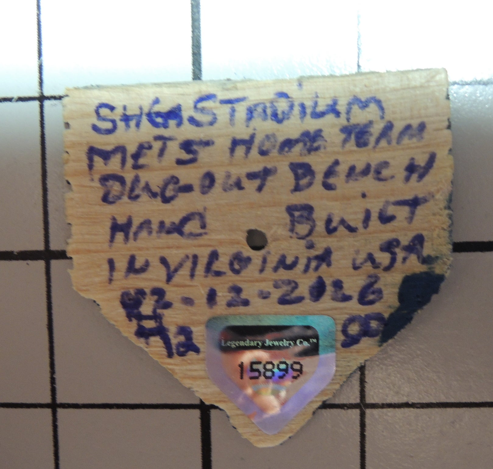 Mets Baseball Home Plate Watch from Shea Stadium Dugout Bench Rare men's gift