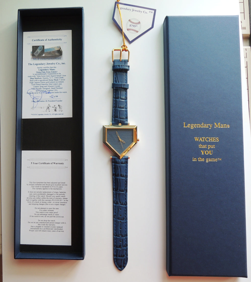Mets Baseball Home Plate Watch from Shea Stadium Dugout Bench Rare men's gift