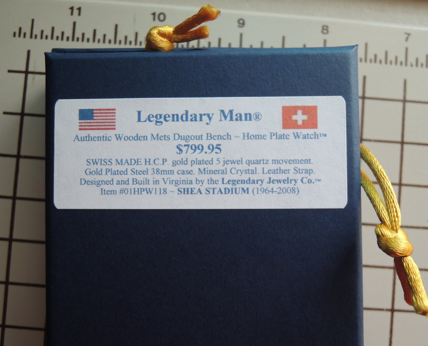 Mets Baseball Home Plate Watch from Shea Stadium Dugout Bench Rare men's gift