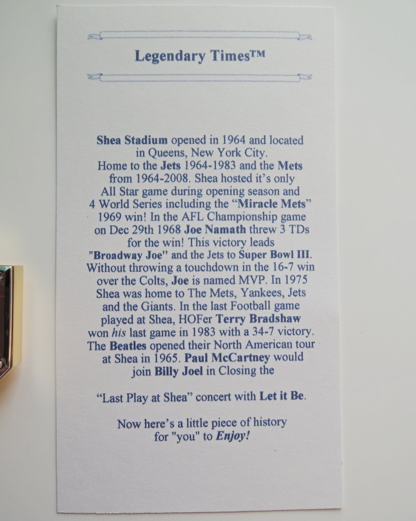 Mets Baseball Home Plate Watch from Shea Stadium Dugout Bench Rare men's gift