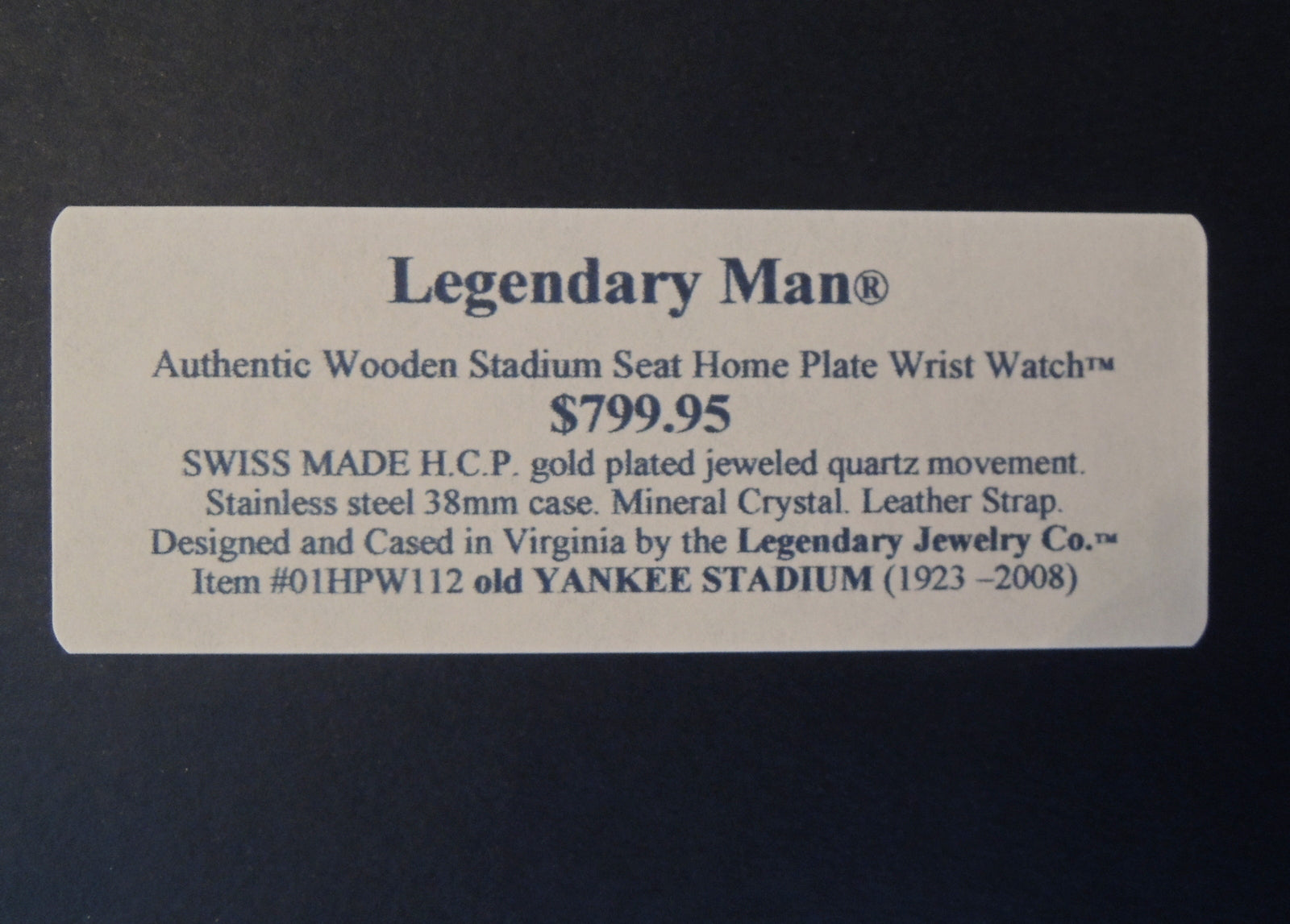 Yankee Stadium Baseball Watch: Mens Gift by Legendary Man MSRP $799